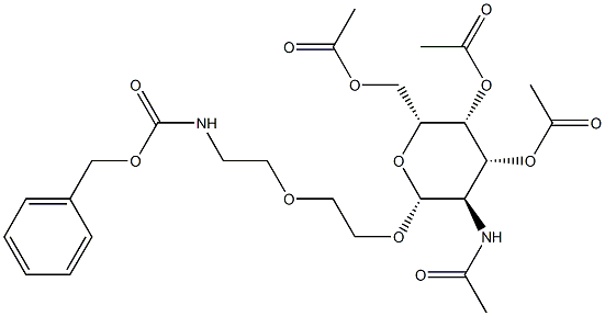 (2R,3R,4R,5R,6R)-5-acetaMido-2-(acetoxyMethyl)-6-(2-(2-(benzyloxycarbonylaMino)ethoxy)ethoxy)tetrahydro-2H-pyran-3,4-diyl diacetate 구조식 이미지