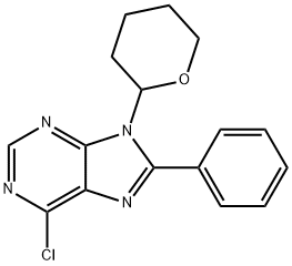 6-Chloro-8-phenyl-9-(tetrahydro-pyran-2-yl)-9H-purine 구조식 이미지