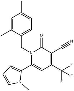 1-(2,4-dimethylbenzyl)-6-(1-methyl-1H-pyrrol-2-yl)-2-oxo-4-(trifluoromethyl)-1,2-dihydropyridine-3-carbonitrile 구조식 이미지