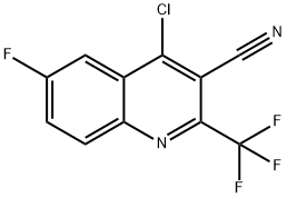 4-클로로-6-플루오로-2-트리플루오로메틸-퀴놀린-3-카르보니트릴 구조식 이미지