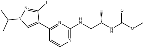 CarbaMic acid, N-[(1S)-2-[[4-[3-iodo-1-(1-Methylethyl)-1H-pyrazol-4-yl]-2-pyriMidinyl]aMino]-1-Methylethyl]-, Methyl ester 구조식 이미지