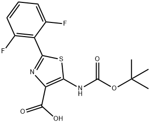 5-(tert-부톡시카르보닐)-2-(2,6-디플루오로페닐)티아졸-4-카르복실산 구조식 이미지