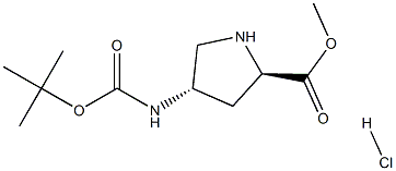 (2R,4S)-Methyl 4-((tert-butoxycarbonyl)aMino)pyrrolidine-2-carboxylate hydrochloride 구조식 이미지