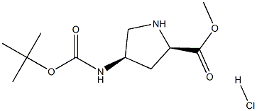 (2R,4R)-Methyl 4-((tert-butoxycarbonyl)aMino)pyrrolidine-2-carboxylate hydrochloride 구조식 이미지