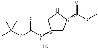 Methyl (2S,4S)-4-Boc-aMinopyrrolidine-2-carboxylate hydrochloride 구조식 이미지