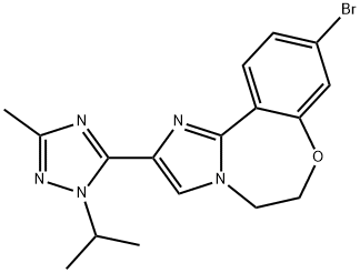 IMidazo[1,2-d][1,4]benzoxazepine, 9-broMo-5,6-dihydro-2-[3-Methyl-1-(1-Methylethyl)-1H-1,2,4-triazol-5-yl]- Structure