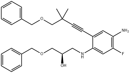2-Propanol, 1-[[4-aMino-2-[3,3-diMethyl-4-(phenylMethoxy)-1-butyn-1-yl]-5-fluorophenyl]aMino]-3-(phenylMethoxy)-, (2R)- Structure