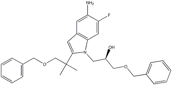 1H-Indole-1-ethanol, 5-aMino-2-[1,1-diMethyl-2-(phenylMethoxy)ethyl]-6-fluoro-α-[(phenylMethoxy)Methyl]-, (αR)- 구조식 이미지