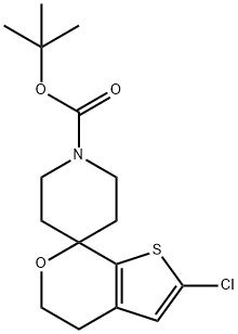 스피로[피페리딘-4,7'-[7H]티에노[2,3-c]피란]-1-카르복실산,2'-클로로-4',5'-디히드로-,1,1-디메틸에틸에스테르 구조식 이미지
