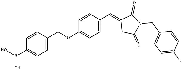 Boronic acid, B-[4-[[4-[(E)-[1-[(4-fluorophenyl)Methyl]-2,5-dioxo-3-pyrrolidinylidene]Methyl]phenoxy]Methyl]phenyl]- 구조식 이미지