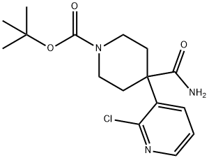 1-Piperidinecarboxylic acid, 4-(aMinocarbonyl)-4-(2-chloro-3-pyridinyl)-, 1,1-diMethylethyl ester Structure