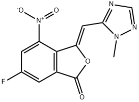 1(3H)-Isobenzofuranone,6-fluoro-3-[(1-Methyl-1H-1,2,4-triazol-5-yl)Methylene]-4-nitro-,(3Z)- 구조식 이미지