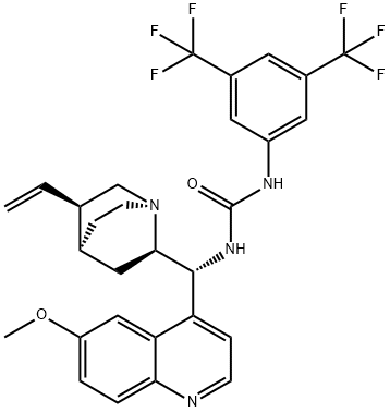 N-[3,5-비스(트리플루오로메틸)페닐]-N'-[(9R)-6'-메톡시신코난-9-일]-우레아 구조식 이미지
