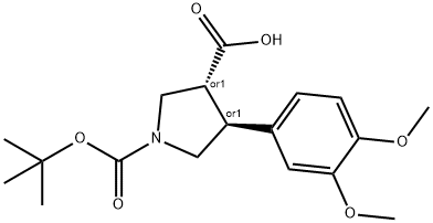 Boc-(+/-)-트랜스-4-(3,4-디메톡시-페닐)-피롤리딘-3-카르복실산 구조식 이미지