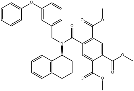 1,2,4-Benzenetricarboxylic acid, 5-[[[(3-phenoxyphenyl)Methyl][(1S)-1,2,3,4-tetrahydro-1-naphthalenyl]aMino]carbonyl]-, 1,2,4-triMethyl ester 구조식 이미지