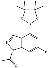1-(6-fluoro-4-(4,4,5,5-tetramethyl-1,3,2-dioxaborolan-2-yl)-1H-indazol-1-yl)ethanone 구조식 이미지