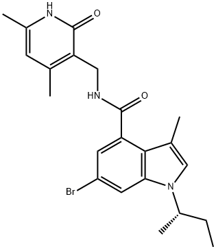 1H-Indole-4-carboxaMide, 6-broMo-N-[(1,2-dihydro-4,6-diMethyl-2-oxo-3-pyridinyl)Methyl]-3-Methyl-1-[(1S)-1-Methylpropyl]- Structure