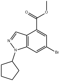 1H-Indazole-4-carboxylic acid,6-broMo-1-cyclopentyl-,Methyl ester Structure