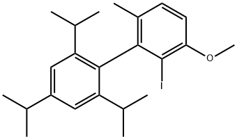 2-iodo-2',4',6'-triisopropyl-3-Methoxy-6-Methylbiphenyl 구조식 이미지