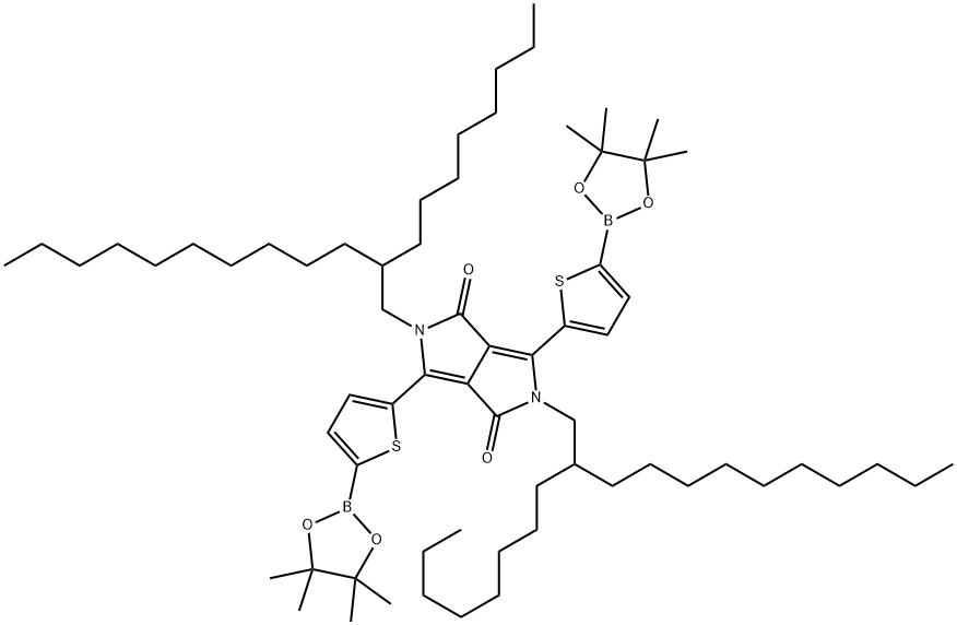 2,5-Dihydro-2,5-bis(2-octyldodecyl)-3,6-bis[5-(4,4,5,5-tetraMethyl-1,3,2-dioxaborolan-2-yl)-thiophen-2-yl]pyrrolo[3,4-c]pyrrol-1,4-dione 구조식 이미지