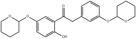 1-(2-hydroxy-5-((tetrahydro-2H-pyran-2-yl)oxy)phenyl)-2-(3-((tetrahydro-2H-pyran-2-yl)oxy)phenyl)ethanone 구조식 이미지