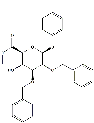 4-Methylphenyl 2,3-bis-O-(phenylmethyl)-1-thio-beta-D-glucopyranosiduronic acid methyl ester 구조식 이미지