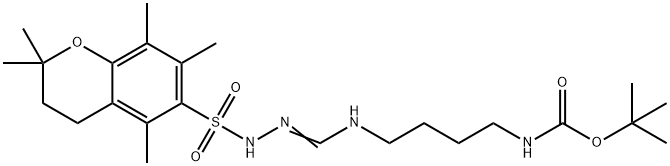 Tert-butyl (4-(3-((2,2,5,7,8-pentamethylchroman-6-yl)sulfonyl)guanidino)butyl)ca 구조식 이미지