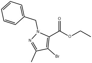 Ethyl 1-benzyl-4-broMo-3-Methyl-1H-pyrazole-5-carboxylate 구조식 이미지