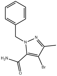 1-Benzyl-4-broMo-3-Methyl-1H-pyrazole-5-carboxaMide Structure
