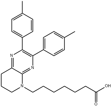 7,8-Dihydro-2,3-bis(4-methylphenyl)pyrido[2,3-b]pyrazine-5(6H)-heptanoic acid 구조식 이미지