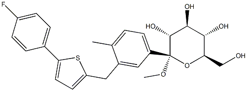 (2S,3R,4S,5S,6R)-2-(3-((5-(4-fluorophenyl)thiophen-2-yl)Methyl)-4-Methylphenyl)-tetrahydro-6-(hydroxyMethyl)-2-Methoxy-2H-pyran-3,4,5-triol Structure