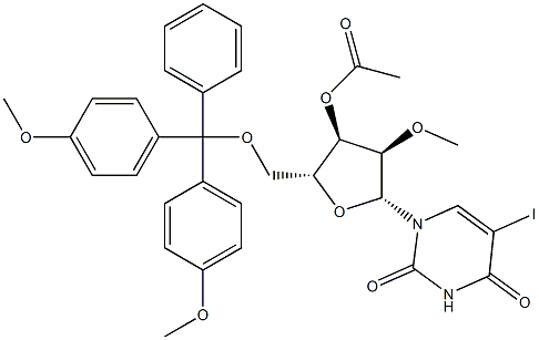5'-O-(4,4'-DiMethoxytrityl)-2'-O-Methyl-3'-O-acetyl-5-iodouridine Structure