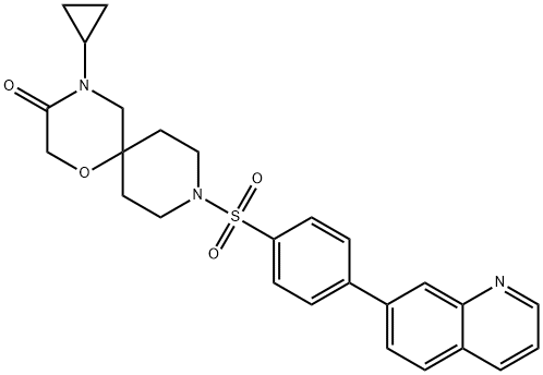 4-Cyclopropyl-9-(4-quinolin-7-yl-benzenesulfonyl)-1-oxa-4,9-diaza-spiro[5.5]undecan-3-one 구조식 이미지