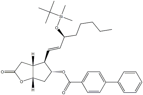 [1,1'-Biphenyl]-4-carboxylic acid, 4-[3-[[(1,1-diMethylethyl)diMethylsilyl]oxy]-1-octenyl]hexahydro-2-oxo-2H -cyclopenta[b]furan-5-yl ester, [3aR-[3aa,4a(1E,3S*),5b,6aa]]- Structure