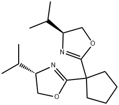 (4S,4'S)-2,2'-(Cyclopentane-1,1-diyl)-bis(4-isopropyl-4,5-dihydrooxazole) 구조식 이미지