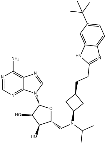 1380288-87-8 (2R,3R,4S,5R)-2-(6-aMino-9H-purin-9-yl)-5-((((1r,3S)-3-(2-(5-(tert-butyl)-1H-benzo[d]iMidazol-2-yl)ethyl)cyclobutyl)(isopropyl)aMino)Methyl)tetrahydrofuran-3,4-diol