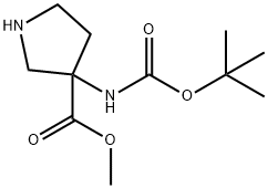 3 - (Boc-aMino)-pyrrolidin-3 - carboxylic acid Methyl ester Structure