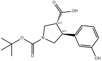 Boc-(+/-)-trans-4-(3-hydroxy-phenyl)-pyrrolidine-3-carboxylic acid Structure