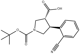 (3R,4S)-1-(tert-Butoxycarbonyl)-4-(2-cyanophenyl)pyrrolidine-3-carboxylic acid 구조식 이미지
