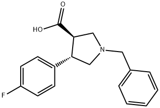 3-Pyrrolidinecarboxylic acid, 4-(4-fluorophenyl)-1-(phenylMethyl)-, (3R,4S)- 구조식 이미지
