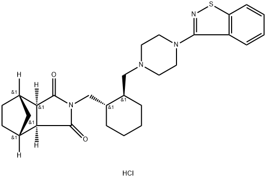 (3aR,4S,7R,7aS)-2-{(1S,2S)-2-[4-(1,2-benzisothiazol-3-yl)piperazin-1-ylMethyl]cyclohexylMethyl}hexahydro-4,7-Methano-2H-isoindole-1,3-dione hydrochloride 구조식 이미지