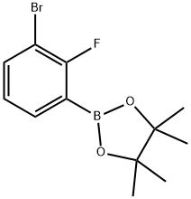 2-(3-BroMo-2-fluoro-phenyl)-4,4,5,5-tetraMethyl-[1,3,2]dioxaborolane 구조식 이미지