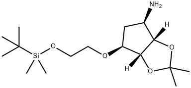 4H-Cyclopenta-1,3-dioxol-4-aMine, 6-[2-[[(1,1-diMethylethyl)diMethylsilyl]oxy]ethoxy]tetrahydro-2,2-diMethyl-, (3aS,4R,6S,6aR)- Structure