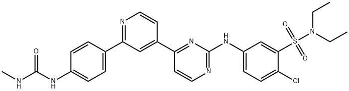 2-Chloro-N,N-diethyl-5-[[4-[2-[4-[[(MethylaMino)carbonyl]aMino]phenyl]-4-pyridinyl]-2-pyriMidinyl]aMino]benzenesulfonaMide Structure
