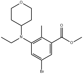 Benzoic acid, 5-broMo-3-[ethyl(tetrahydro-2H-pyran-4-yl)aMino]-2-Methyl-, Methyl ester 구조식 이미지