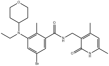 BenzaMide, 5-broMo-N-[(1,2-dihydro-4,6-diMethyl-2-oxo-3-pyridinyl)Methyl]-3-[ethyl(tetrahydro-2H-pyran-4-yl)aMino]-2-Methyl- 구조식 이미지