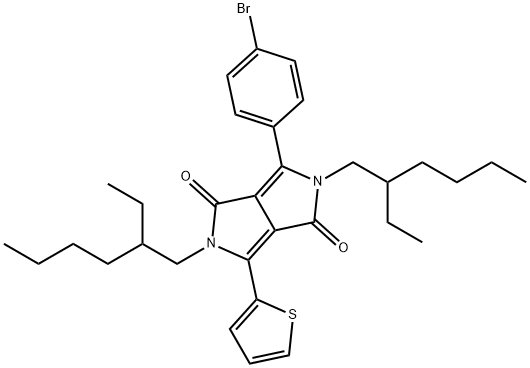 3-(5-BroMo-2-thienyl)-2,5-bis(2-ethylhexyl)-2,5-dihydro-6-(2-thienyl)pyrrolo[3,4-c]pyrrole-1,4-dione 구조식 이미지