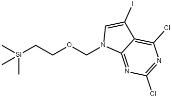 7-((2-(triMethylsilyl)ethoxy)Methyl)-2,4-dichloro-5-iodo-7H-pyrrolo[2,3-d]pyriMidine Structure