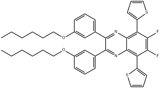 6,7-difluoro-2,3-bis(3-(hexyloxy)phenyl)-5,8-di(thiophen-2-yl)quinoxaline Structure