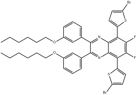 5,8-bis(5-broMothiophen-2-yl)-6,7-difluoro-2,3-bis(3-(hexyloxy)phenyl)quinoxaline Structure